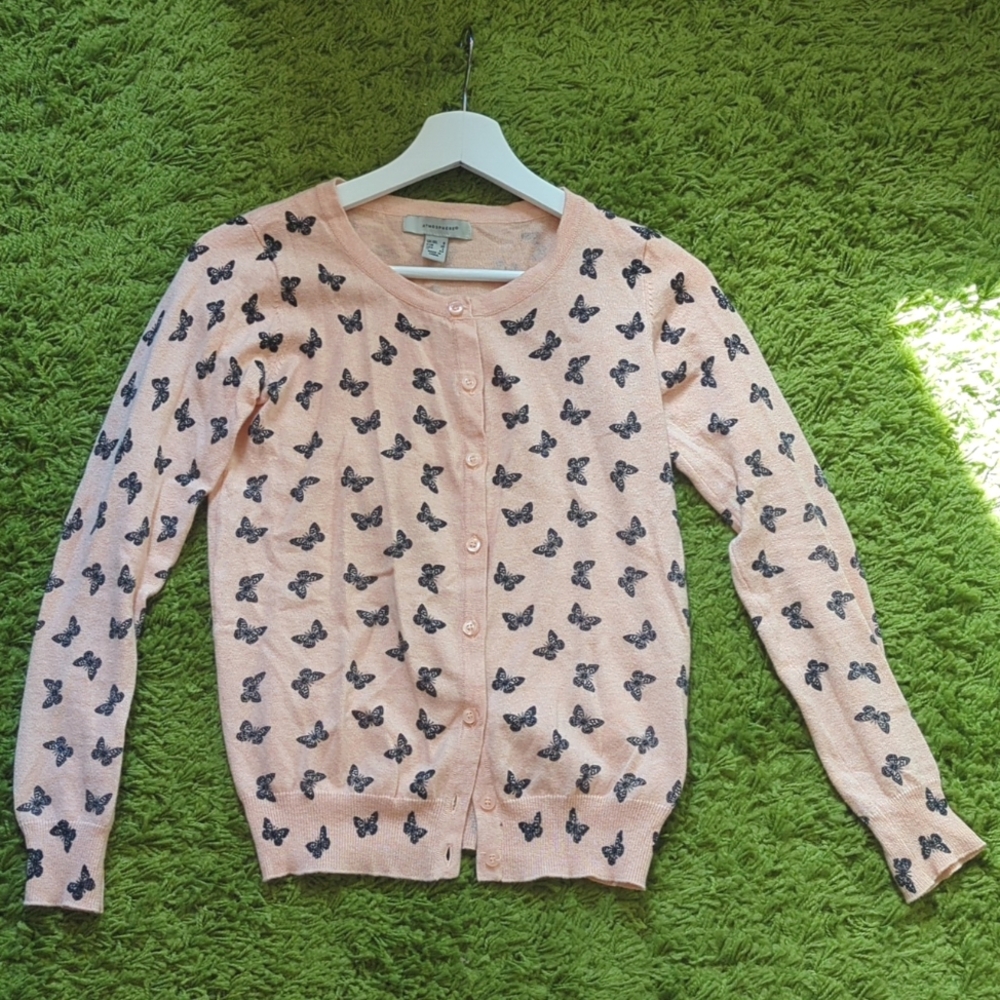Cute pink butterfly pattern cardigan, Atmosphere, size 4
